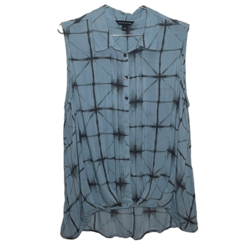 Rock & Republic High Low Sleeveless Button up Blouse Thin Tue Dye Breezy XL